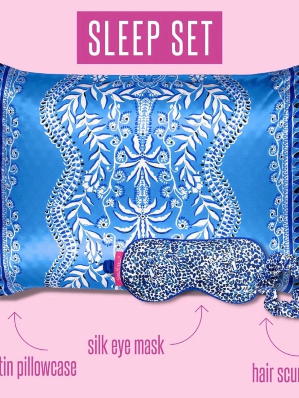 Lilly Pulitzer Sleep Mask Set: eye mask, pillow case, scrunchie NWT